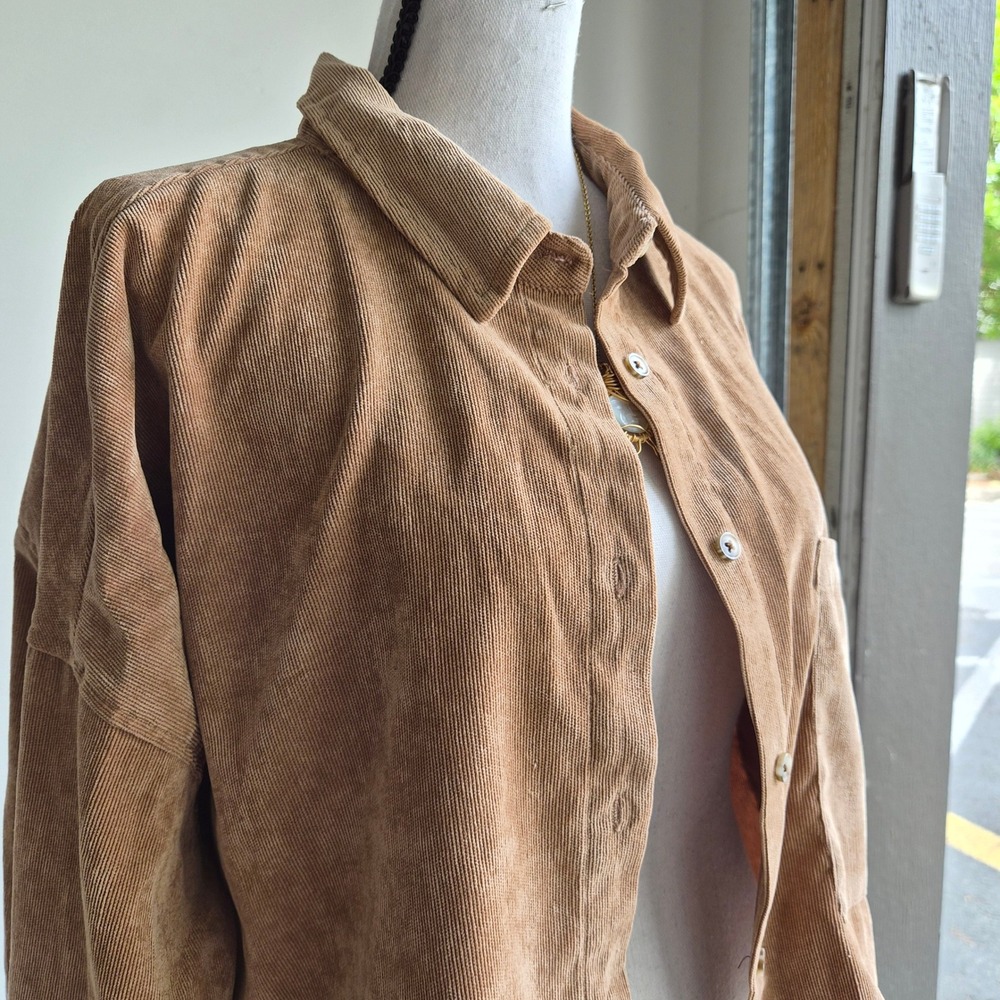 Streetwear Society Corduroy Shacket Women Medium Boxy Western Gorpcore Granola - Picture 2 of 7